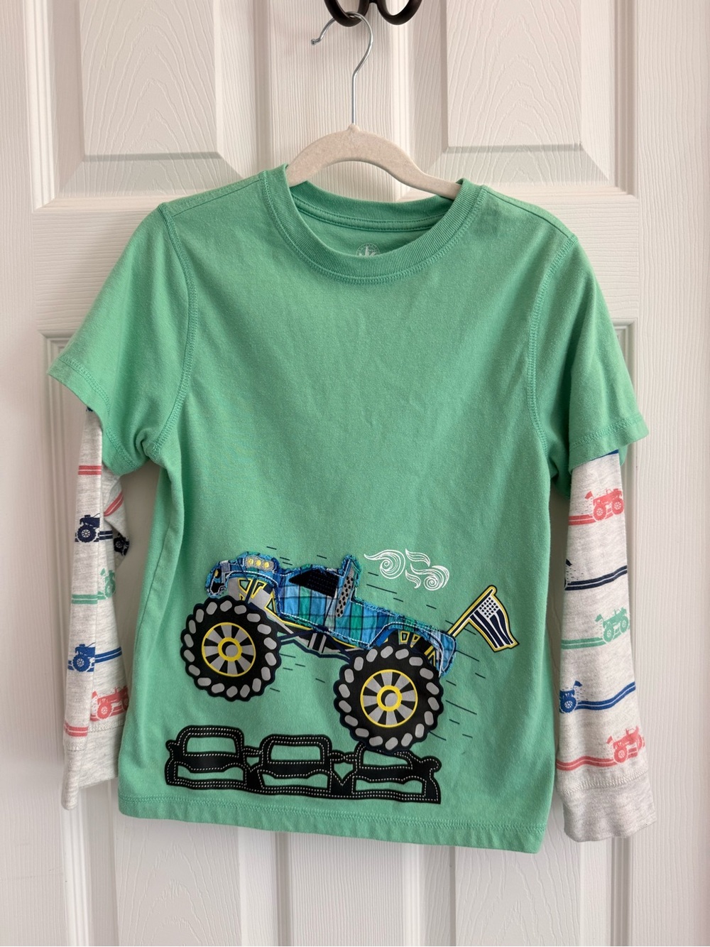 J. Khaki Mint Green Monster Truck Layered Long Sleeve Tee
